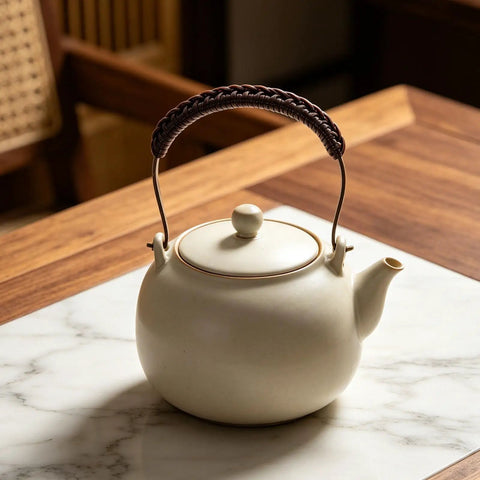 Swap In Replacement Teapot Handle For Ceramic Pots And Porcelain Teapots Heat Resistant Ergonomic Grip Easy Fit For Vintage Japanese Chinese Style Teaware Repair And Tea Ceremony Accessories on cream teapot