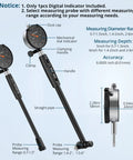Precision Dial Bore Gauge 0.7 To 6 Inch Range With 6 Inch Depth, 0.0005 Inch Accuracy, 23 Anvils, Chrome Plated Handle