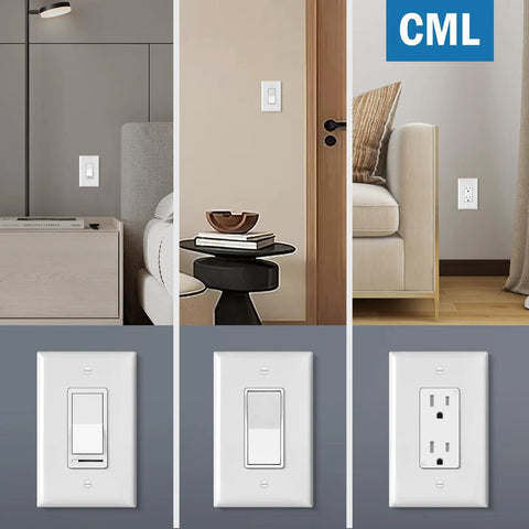 Jumbo Decorator Wall Plate Six Pack Oversized 1 Gang White Outlet Covers 3.5 By 5.5 Inches in living room settings