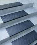 Coin Grip Grippy Non Slip Rubber Tread Stair Mats 6 Pack Black Easy Clean Durable Staircase Mats For Wet Slippery Steps Weather Resistant