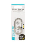 Packaged G Series SlideLock Three Dual Chamber Carabiner For Keychains And Gear in stainless steel with ClipLock feature.