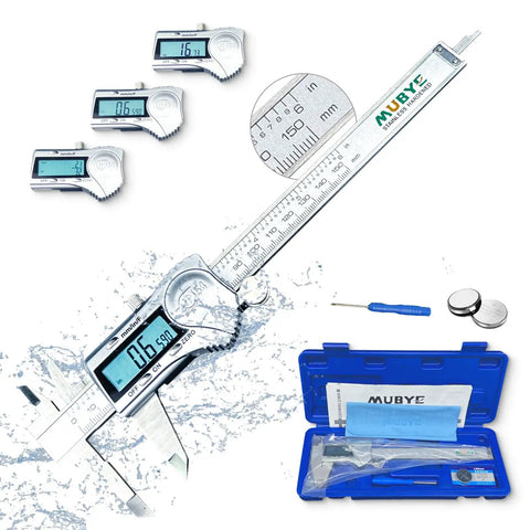 6 Inch Digital Caliper With LCD Display Stainless Steel Electronic Vernier Calipers IP54 Waterproof in DIY tool kit