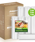 Heavy Duty Vacuum Sealer Bags For Food Storage 7 Pack In 8x20 11x20 And 6x20 Rolls BPA Free Embossed Durable PA And PE Material Built Tough Cut To Size For Meal Prep Sous Vide Freezer Safe Leak Proof And Puncture Resistant packaging
