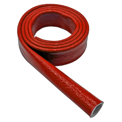 1 Inch Silicone Coated Fiberglass Fire Sleeve For Heavy Duty Heat Shielding Of Fuel Hydraulic And Oil Lines 25 Feet Long Red Orange