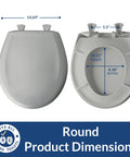 Harvest Gold Round Toilet Seat With Slow Close Hinges And Easy Clean Durable Plastic Construction Made In USA size chart