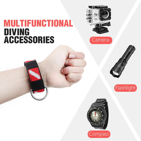 4 Pack Scuba Wrist Straps With Adjustable Nylon Band And Stainless Steel D Ring for cameras, flashlights, and compass