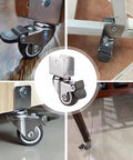 Beefy 4 Pack Heavy Duty Furniture Wheel Castors 1 Inch Swivel Casters with Safe Brake mounted on furniture corner