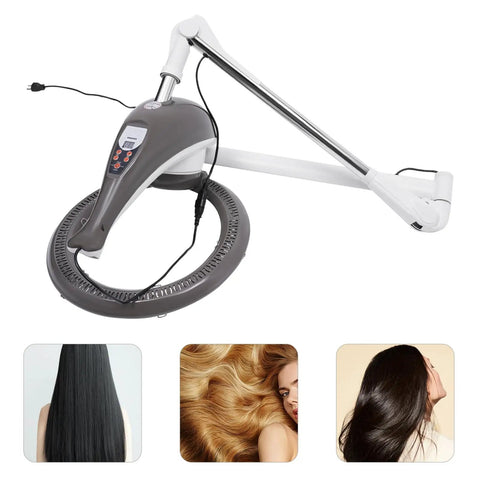 950W Multifunctional Hair Treatment Machine With 360 Degree Rotating Heating Ring Wall Mount Orbiting System For Salon Spa Use And Home Pro Grade Deep Conditioning Perming Treatment Grey