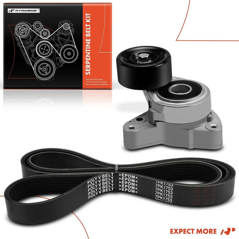 Serpentine Belt Drive Kit for Honda CR-V 2009 2.4L and Acura TSX 2007 2008 2.4L Gas Engine with box and components.