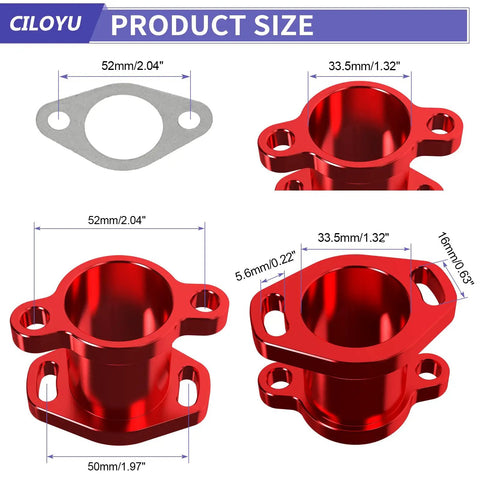 PZ30 30mm Carburetor Upgrade Kit for Predator 420cc 301cc and GX series engines, red intake manifold dimensions shown