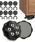 Heavy Duty Peel And Stick Furniture Casters With 360 Swivel Rollers Takes Two Seconds Slides Couches Smoothly Saves Hardwood Keeps Floors Pristine Includes Eight Durable Black Replacement Wheels and attachment pieces.