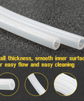 Two white A774 silicone pressure tubing hoses, 3/16 in ID x 5/16 in OD, high-temperature tubing on dark surface