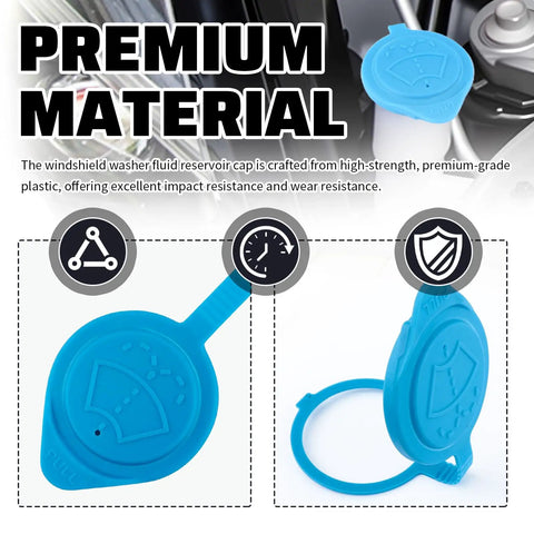 Windshield Washer Fluid Cap Replacement For Acura RDX MDX ILX And Honda CR-V Civic No-Fuss Direct Fit OE-Grade Reservoir Cap 38513-SC4-672 Easy Install Car Accessory in blue plastic with embossed washer icon, shown in detailed view.