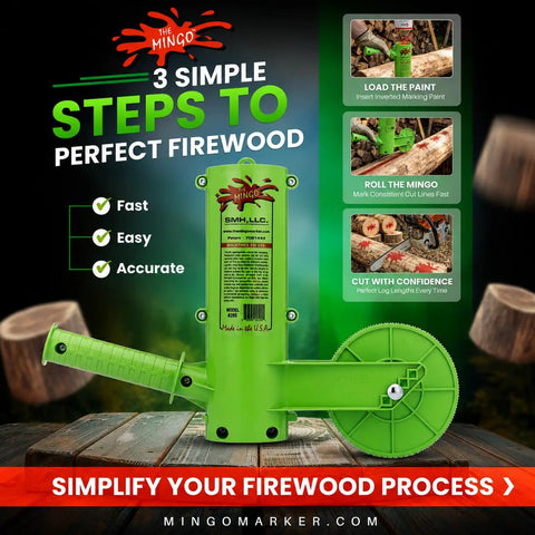 Dead On Firewood Measuring Tool And Log Line Marking Accessory With 16 Inch Rolling Wheel To Nail Perfect Chainsaw Cuts Every Time No More Guessing Solid Heavy Duty Gear