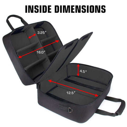 XL MTG Bag For Magic The Gathering And Other TCG Accessories With Adjustable Interior Dividers Opened Showing Dimensions