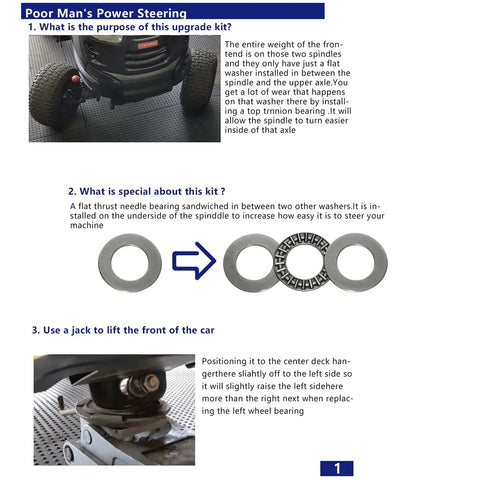 Beefed Up Front Wheel Bushing Replacement With Bearings For Craftsman Riding Mowers installation guide showing component details