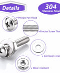 Top Shelf 720 Piece 304 Stainless Steel Machine Screws Assortment Kit with Phillips Pan Head, precise thread and wear-resistant design.