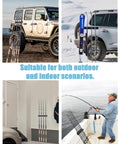 Magnetic Fishing Rod Holder Set For Garage And Truck Surfaces Portable Dual Pack With fishing rods and snowboards displayed.