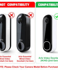 No Drill Adhesive Doorbell Mount For Arlo Video Doorbell 2K HD 2nd Gen compatibility guide with 1st and 2nd gen models.