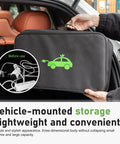 Portable Electric Vehicle Charger Cable Organizer Bag Featuring Slick Glide Zipper And Water Resistant Oxford Fabric To Keep Your Cords Tidy Protected And Totally Job Ready For Any Urban Commute, shown in use with cables.