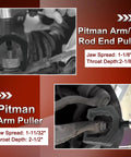 5 Piece Pitman Arm Puller Ball Joint Separator And Tie Rod End Tool Front End Service Kit Splitter Removal Kit For Cars And Light Trucks Includes Pitman Arm Puller Ball Joint Separator And Tie Rod End Tools For Easy Suspension Maintenance, jaw spread 1-1/8 in