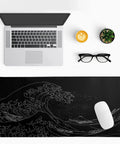 Japanese Sea Wave Large Mouse Pad Extended 31.5 By 11.8 Inches 3mm Thick Non Slip Rubber Base Desk Mat For Gaming And Office