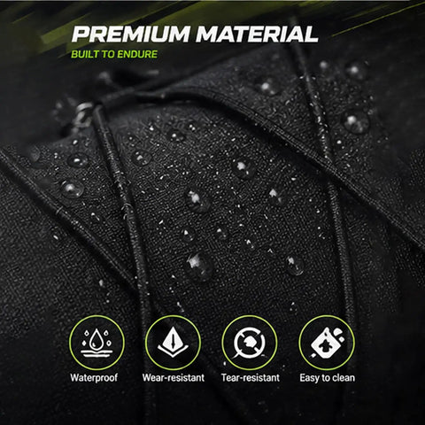 Close-up of Waterproof Bike Handlebar Bag For Marin Rift Zone 2000 To 2025 Front Mount with water droplets on black Oxford cloth