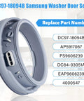 Beefed Up DC97 18094B Washer Door Boot Seal Gasket Diaphragm Replacement for Samsung front load models, part numbers displayed