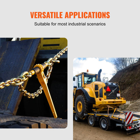 Heavy Duty Chain And Binder Kit For Truck Tie Downs And Hauling, securing heavy equipment on a trailer with ratchet binders