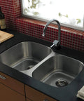 Gourmetier Loft Workhorse Undermount Double Bowl Kitchen Sink 32-1/4 Inch Wide By 18-1/2 Inch Front To Back in kitchen setting