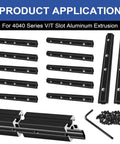 12 Pack 4040 Straight Connector Corner Brackets Joint Plates With Screws And Wrench For Aluminum Extrusion 4040 T Slot And V Slot 3D Printer Accessories Black