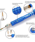 Ultra Handy Mini Precision Screwdriver Set With Magnetic Bits For Electronics And Eyeglasses, showing details and blue handle