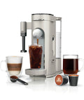 Pod and Grounds Single Serve Coffee Maker With Built In Milk Frother 56 Oz Reservoir K-Cup Pod Compatible in stone finish with drinks
