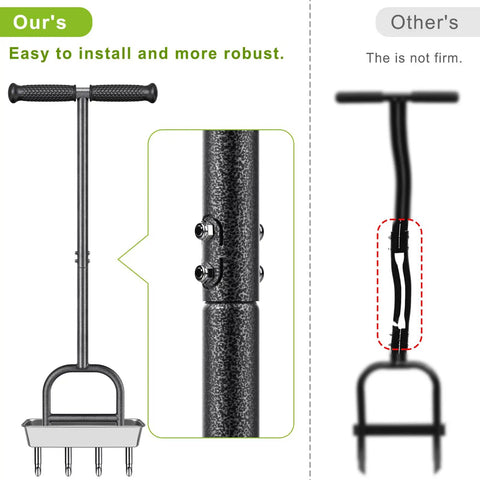 Manual Lawn Aerator With Four Stainless Steel Core Plugs And Soil Core Storage Tray Preassembled Grass Aeration Tool