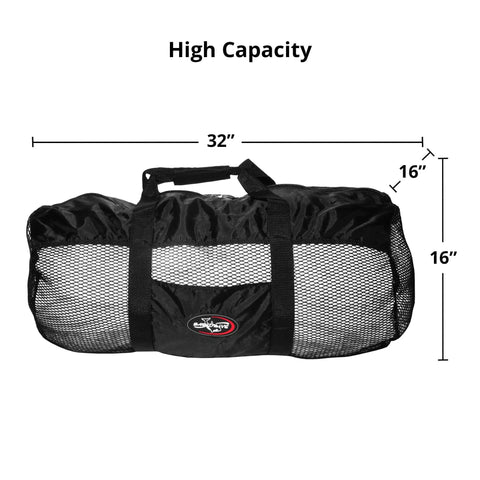 Extra Large Mesh Duffle Bag With Zipper For Scuba Gear And Snorkeling Foldable Lightweight Beach Bag For Water Activities dimensions