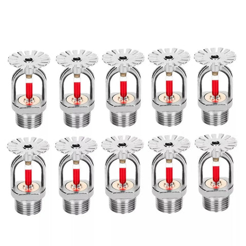 Built Different Heavy Duty Fire Sprinkler Heads 10 Pack Pendant Style with red glass bulb, highlighting rapid activation features.