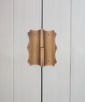 Heavy Duty Copper Door Hinge With Vintage Antique Design, Smooth Operation For Doors And Windows, mounted on white door