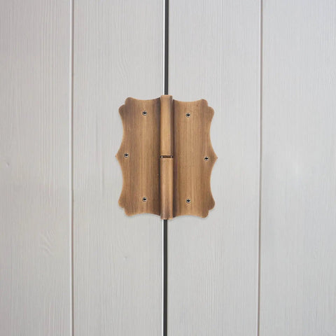 Heavy Duty Copper Door Hinge With Vintage Antique Design, Smooth Operation For Doors And Windows, mounted on white door