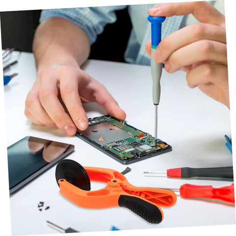 Phone Screen Opening Tool Kit With Suction Cups And Pliers For Quick Screen Repairs Durable Removal Clamp Set For DIY Disassembly And Safe LCD Glass Replacement shown with phone disassembly in progress.