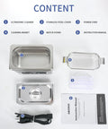 800Ml Ultrasonic Cleaner With Timer 40KHz Digital Jewelry Cleaner Sonic Cleaning Machine For Jewelry Watches Rings Coins And Diamonds 35W SUS304 Parts Cleaner That Delivers Beast Cleaning Power shown with accessories