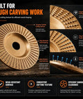 Beefy Tungsten Carbide Wood Carving Discs Set for 4 Inch and 4.5 Inch Grinders with flat surface and precise cutting texture.