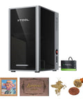 XTOOL F2 Ultra laser engraver with dual 60W MOPA + 40W diode, silver/black enclosure with glass front, front view