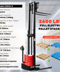 Heavy Duty Electric Pallet Stacker With 2640 Lbs Load Capacity And Adjustable Forks for effective warehouse material handling.