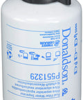 P551329 Spin-On Beefed-Up Fuel Filter With Water Separator For Diesel Engines, showing product label and design.