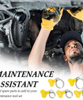 Mechanic working under car with Stainless Steel Hose Clamps Kit 8-29mm Adjustable Thumb Screw Pipe Clamps beside him