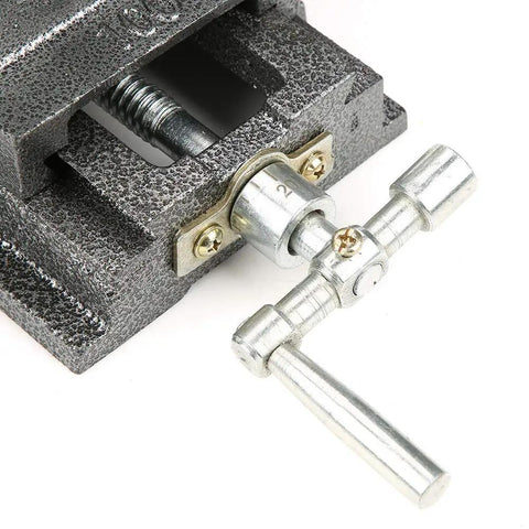 Beefy 4 Inch Cross Slide Vise With Heavy Duty Clamping Power For Milling Machines And Drill Presses Steel Construction Wide Jaws For Secure Workpieces And Precise Cuts Ready For Any Heavy Metal Working Project, 4-inch cast iron vise with handle