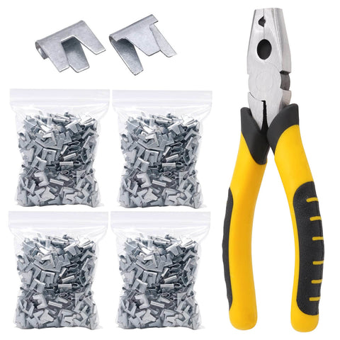 Wire Cage Clips With Hog Ring Pliers For Bird Quail Rabbit Chicken Coops Snap Ring Fencing Clips Kit with 1200 pieces