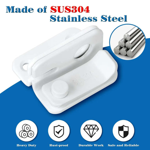Flip Gate Latch Beefy Lock With Slide Bolt For Barn Fence Gate Cabinet Pet Cage Door Safety Catch Matte White Rust Resistant SUS304