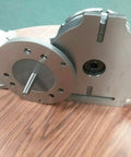 Boss Tier 12 Inch Precision Horizontal Vertical Rotary Table With Slick Gear Drive And 10 Inch Three Jaw Chuck side view showing detailed design