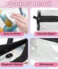 Close-up of Travel Makeup Bag For Women With Hangable Roll Up Organizer And Four Removable Compartments details